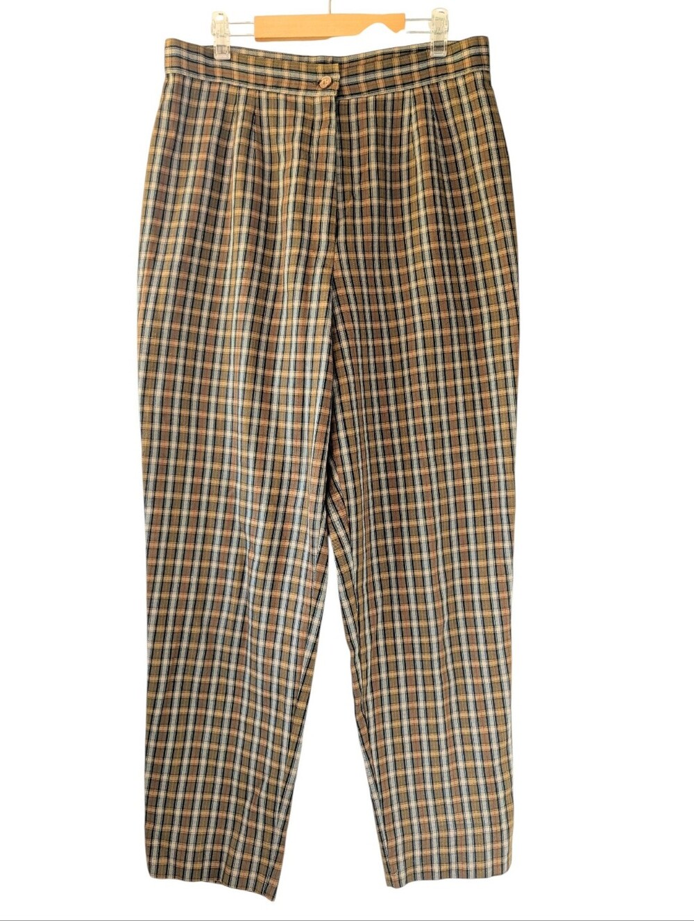 Vintage Plaid High Rise Slim Leg Trouser Pants